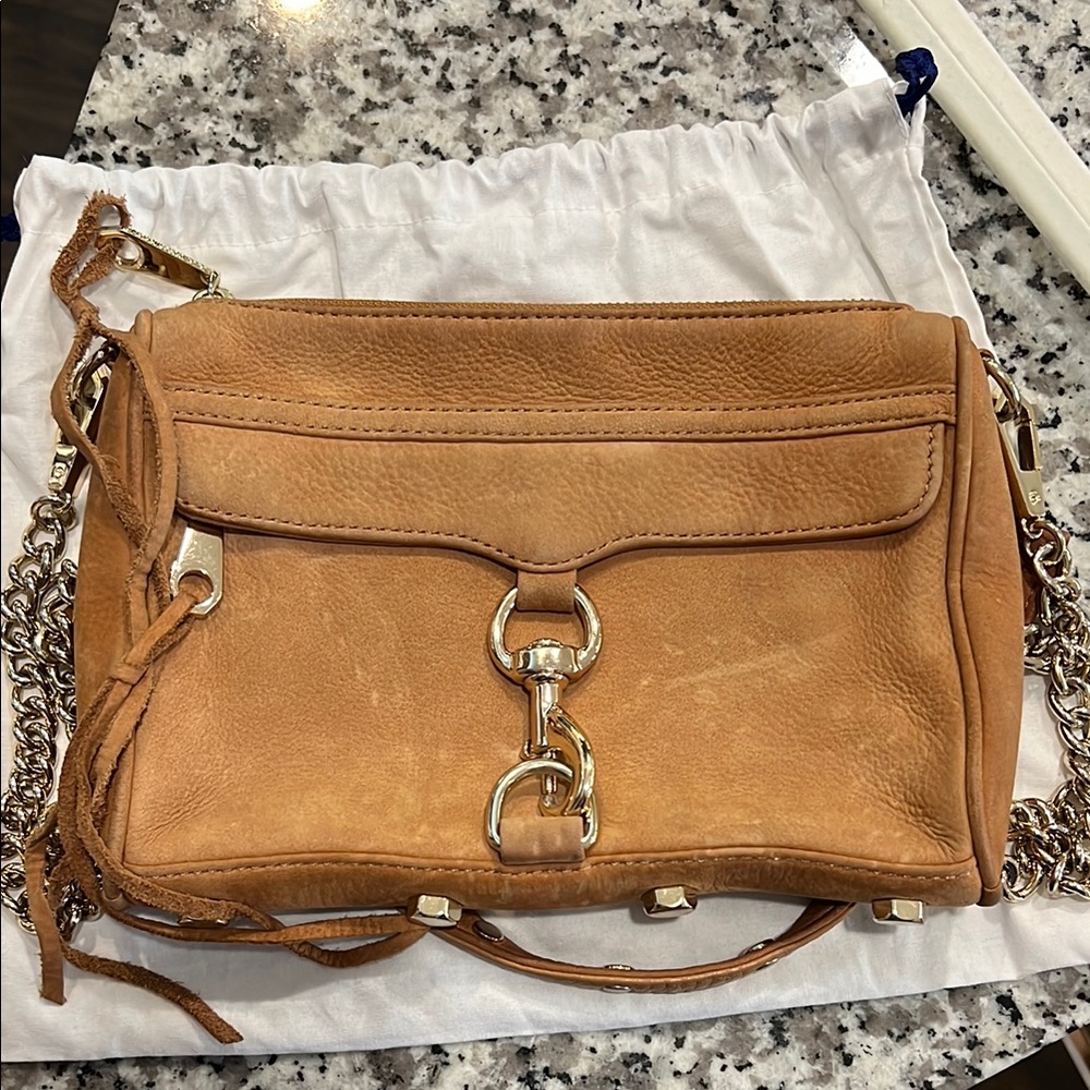 Rebecca Minkoff Tan Leather Crossbody Bag with Gold Hardware